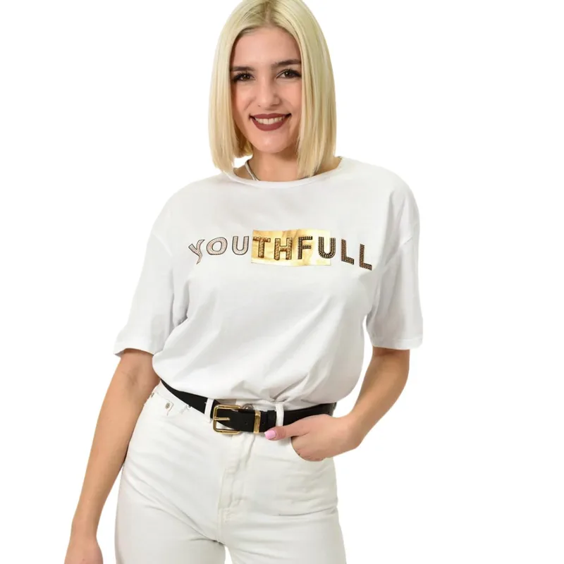 Γυναικείο T-shirt με σχέδιο Youthfull Λευκό 23163