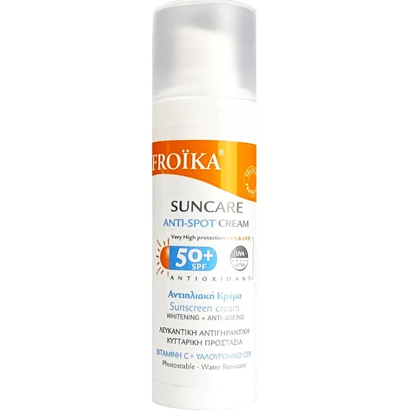 Froika Suncare Anti-Spot Cream Spf50+ Αντηλιακή Κρέμα Προσώπου Πολύ Υψηλής Προστασίας με Δράση Κατά των Πανάδων 30ml