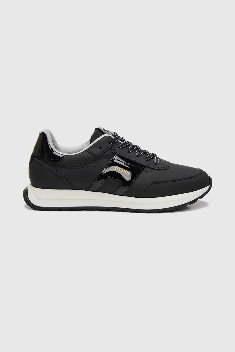 Boss Shoes ανδρικά δερμάτινα sneakers με λογότυπο - D321/A GOM Μαύρο