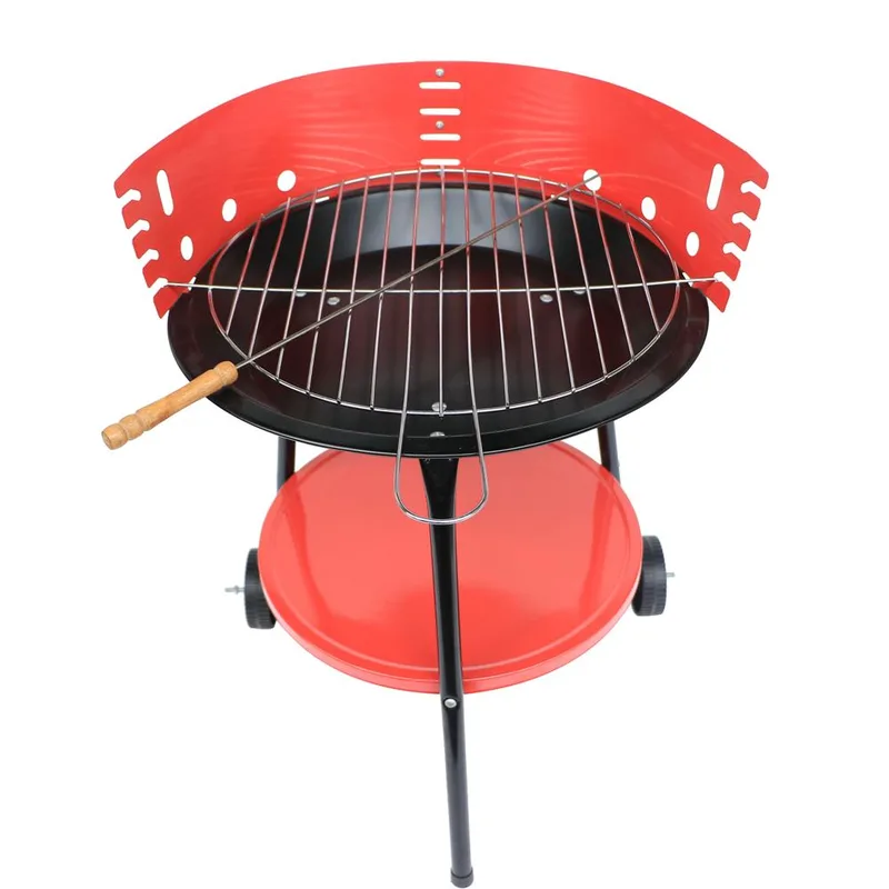 Ψησταριά BBQ Με Ρόδες Στρογγυλή Μαύρο/Κόκκινο 49x42.5x73cm