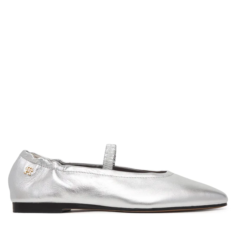 Μπαλαρίνες Tommy Hilfiger Silver Lth Ellastic Ballerina FW0FW09466 Ασημί