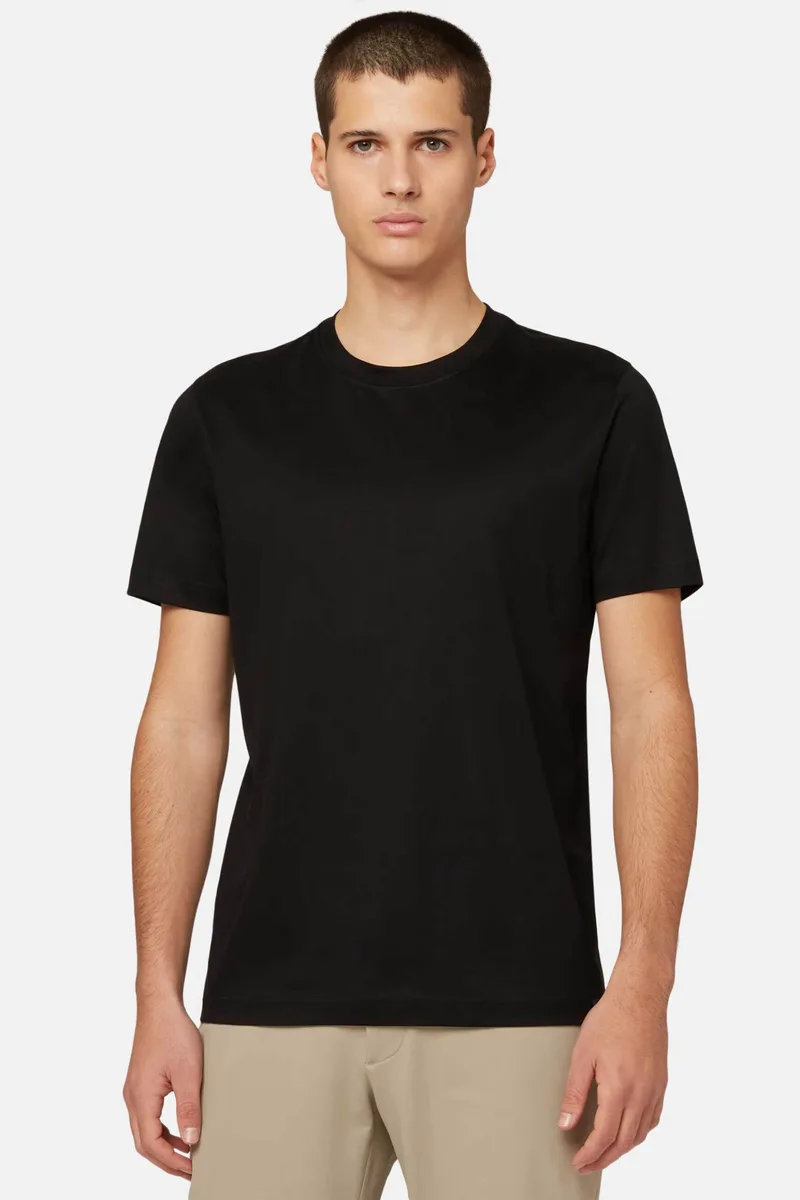 Boggi Milano ανδρικό T-shirt μονόχρωμο Regular Fit - BO24C005802 Μαύρο