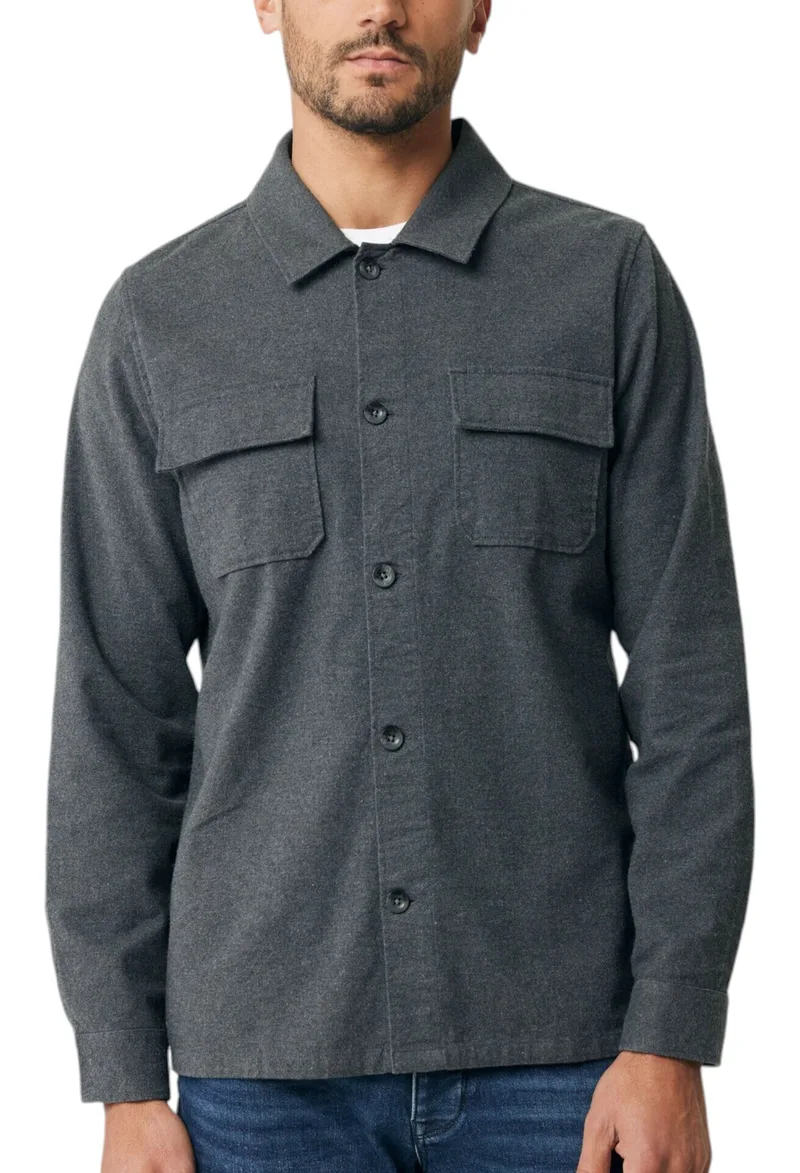 Πουκάμισο Μακρυμάνικο Mexx Overshirt With Pockets AP1530036-01M-Anthracite Melee Ανδρικό