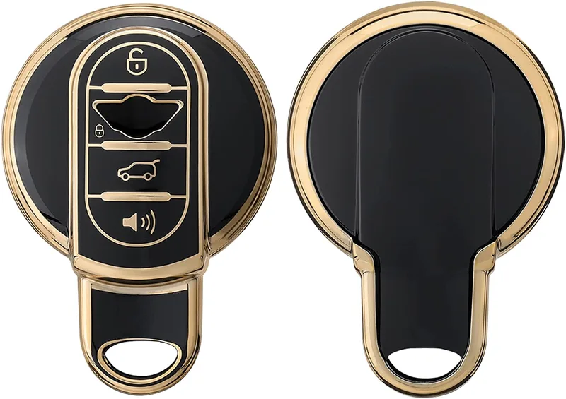 KW Θήκη Κλειδιού Mini - Σιλικόνη - 3 Κουμπιά - Smart Key - Black / Χρυσό (58602.01)
