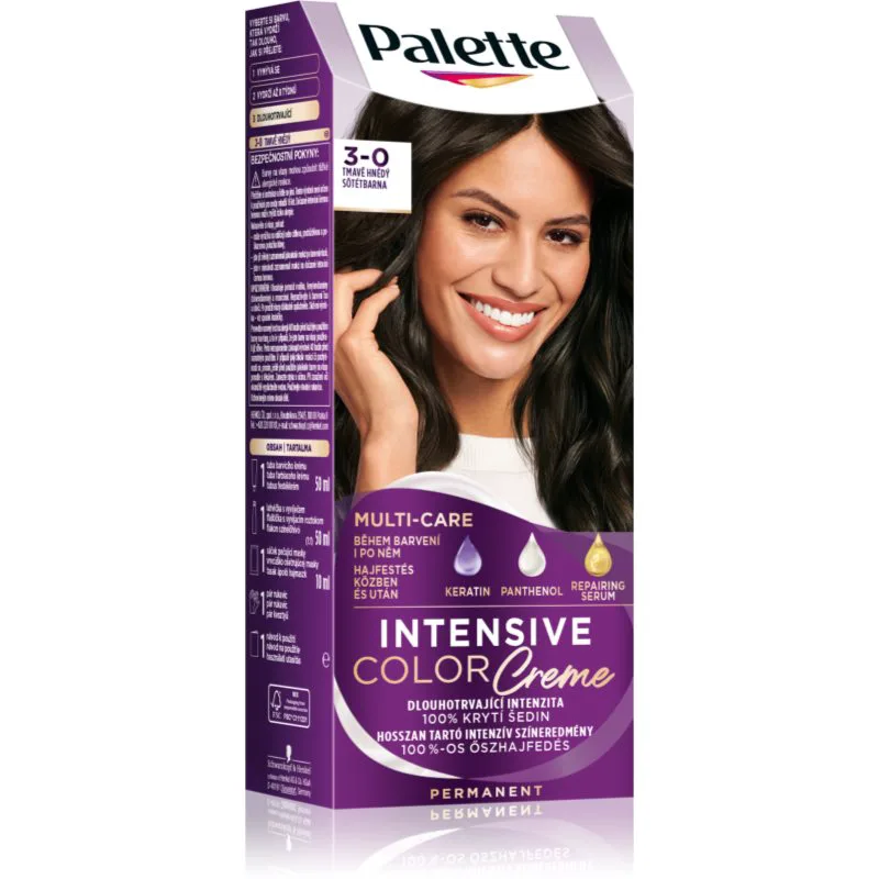 Schwarzkopf Palette Intensive Color Creme μόνιμη βαφή μαλλιών απόχρωση 3-0 N2 Dark Brown 1 τμχ