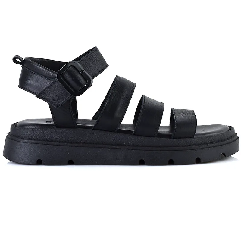 Δερμάτινο μαύρο σανδάλι LADY LD555