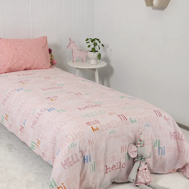 Σεντόνι Παιδικό NAF NAF HELLO 354 Ροζ 100% Βαμβάκι 165x256cm Σετ 3Τμχ