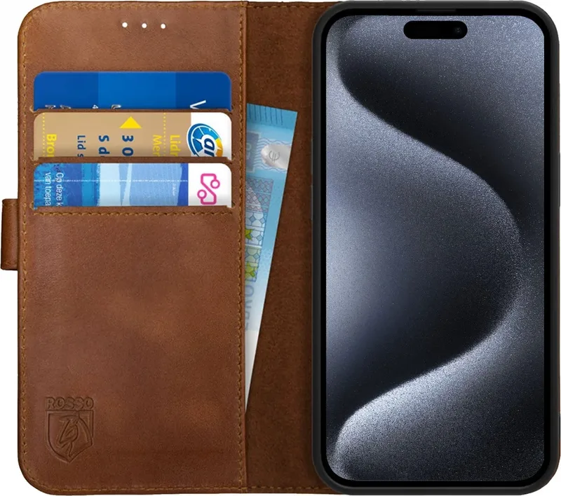 Κόκκινο Deluxe Δερμάτινη Θήκη Πορτοφόλι Apple iPhone 15 Pro - Brown (8719246401541)