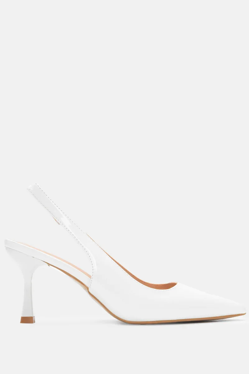 Γόβες Μυτερές Open Heel - Λευκό