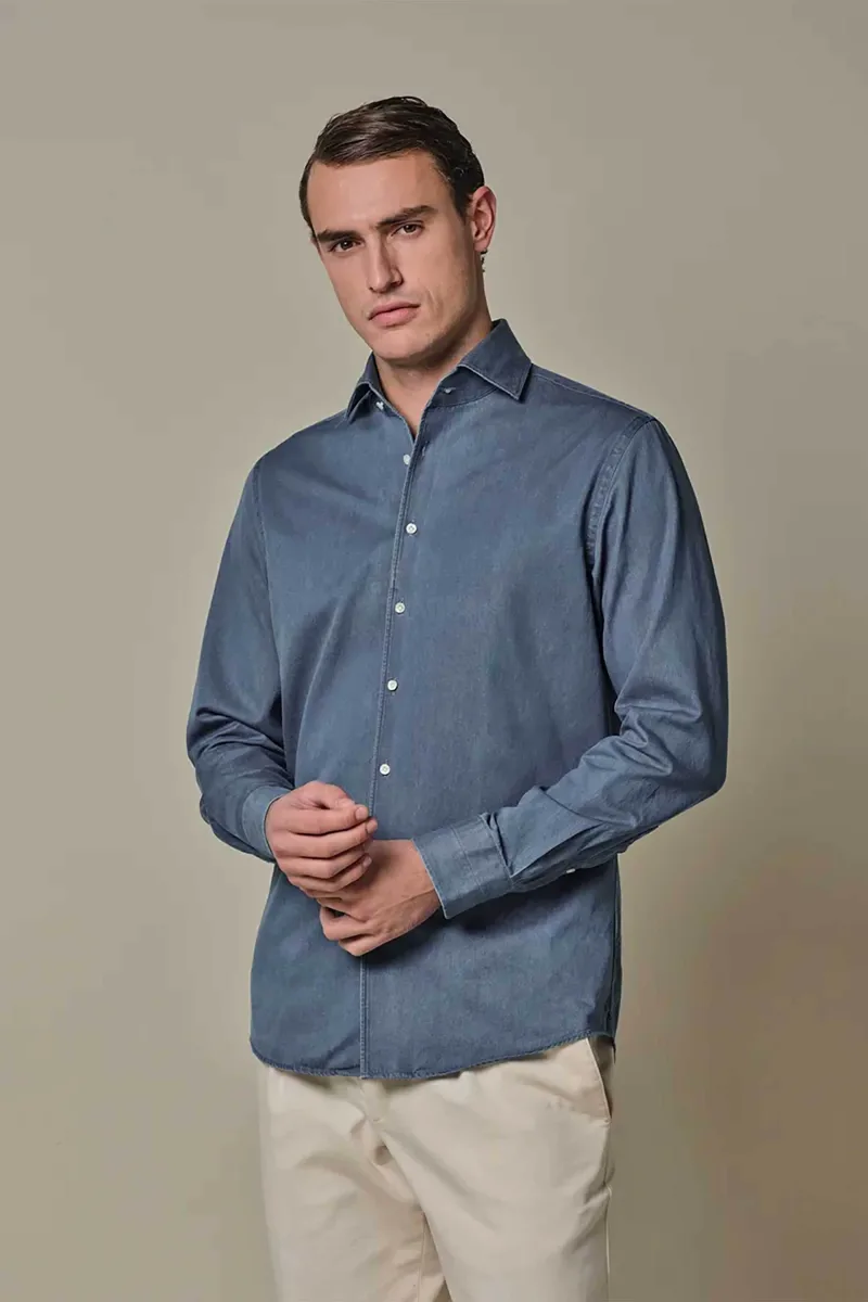 Profuomo ανδρικό denim πουκάμισο Slim Fit - PPXH10030B Μπλε