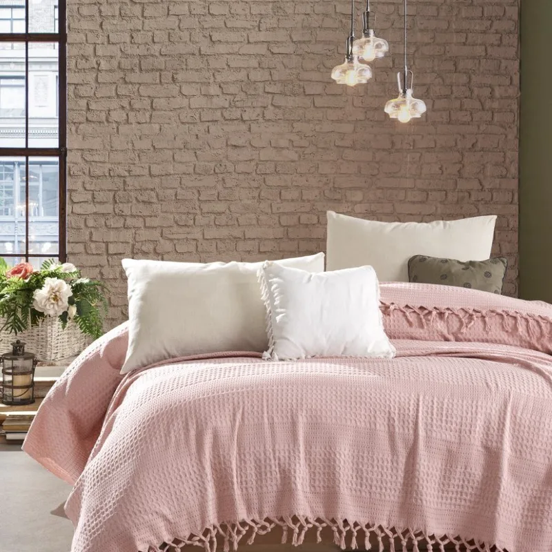 Κουβέρτα Πικέ Υπέρδιπλη Dimcol Dobby Cashmere Ροζ 220x240