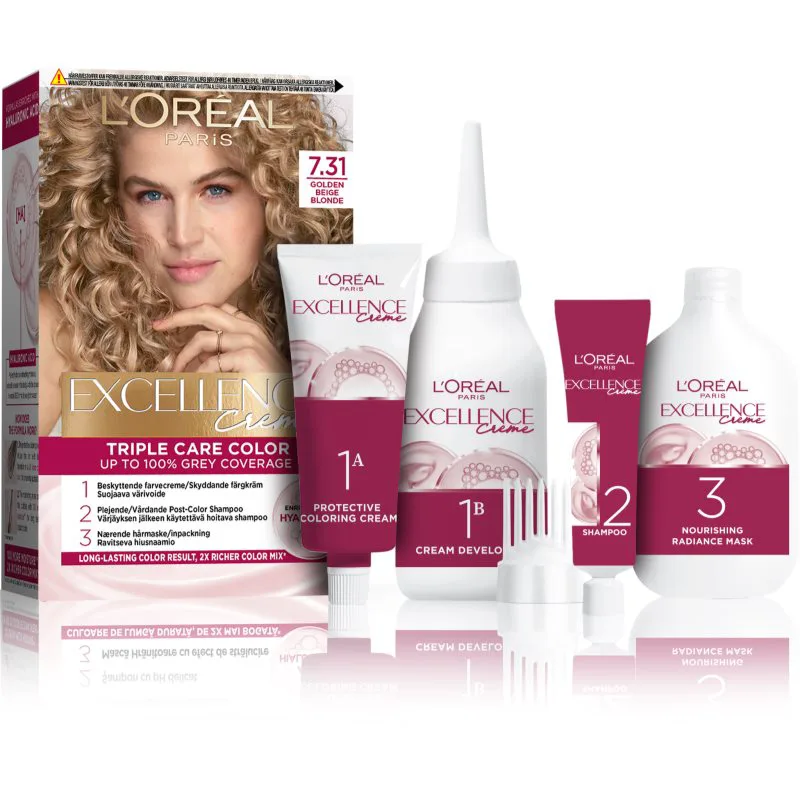 L’Oréal Paris Excellence Creme βαφή μαλλιών απόχρωση 7.31 Golden Μπεζ Blonde 1 τμχ