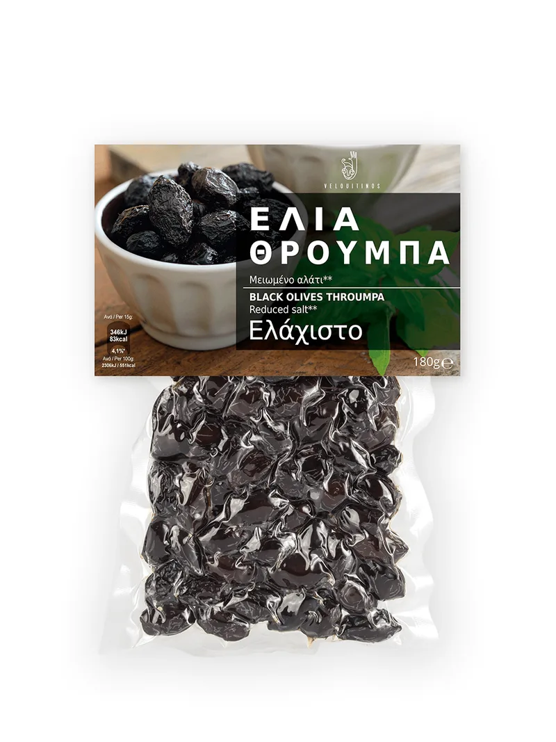 Βιολογική ελιά Θρούμπα Θάσος "Βελουϊτίνος" 180g>