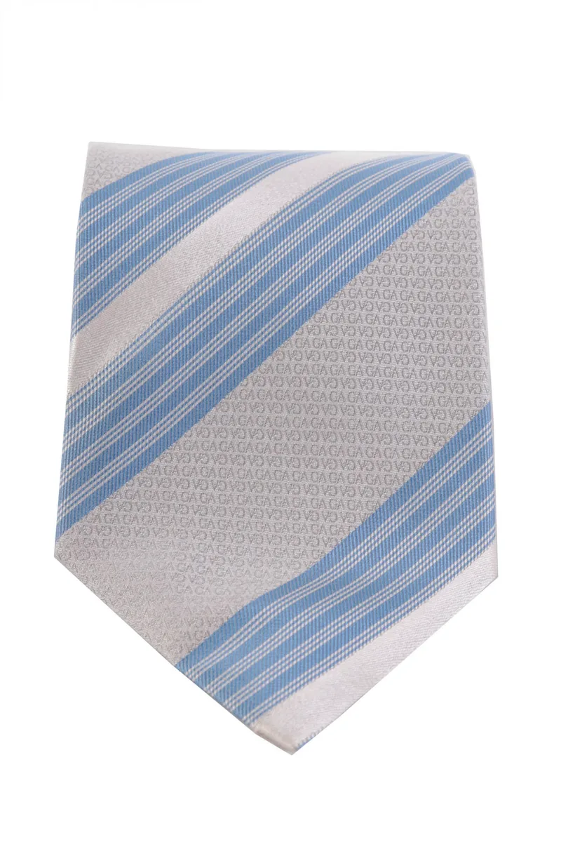 GIORGIO ARMANI ΓΡΑΒΑΤΑ 9,5CM ΡΙΓΕ LOGO ΣΙΕΛ-ΓΚΡΙ
