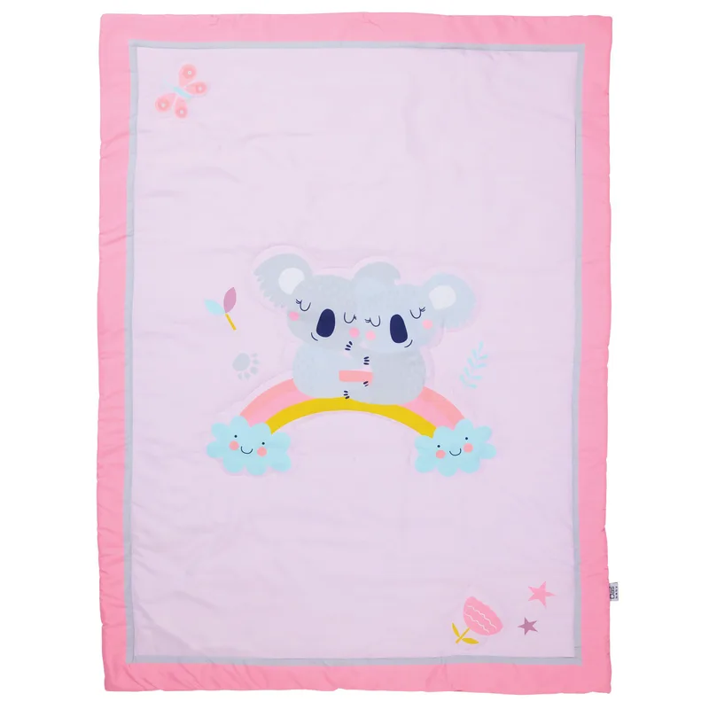 Κουβερλί Κούνιας Das Baby 4934 Grey- Ροζ 110x150