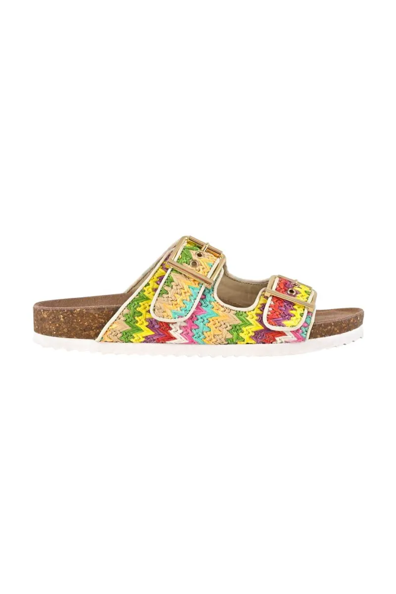 COLORS OF CALIFORNIA Σανδάλια TWO BUCKLE SANDAL IN RAFFIA-HC.BIO407