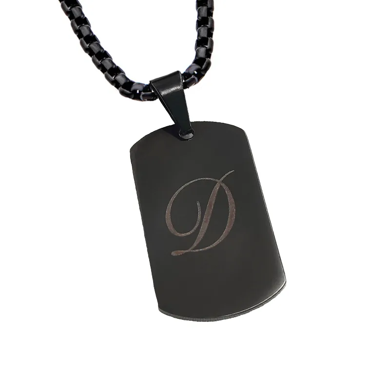 Jt Unisex κολιέ στρατιωτική ταυτότητα ατσάλι (και με χάραξη) Μαύρο