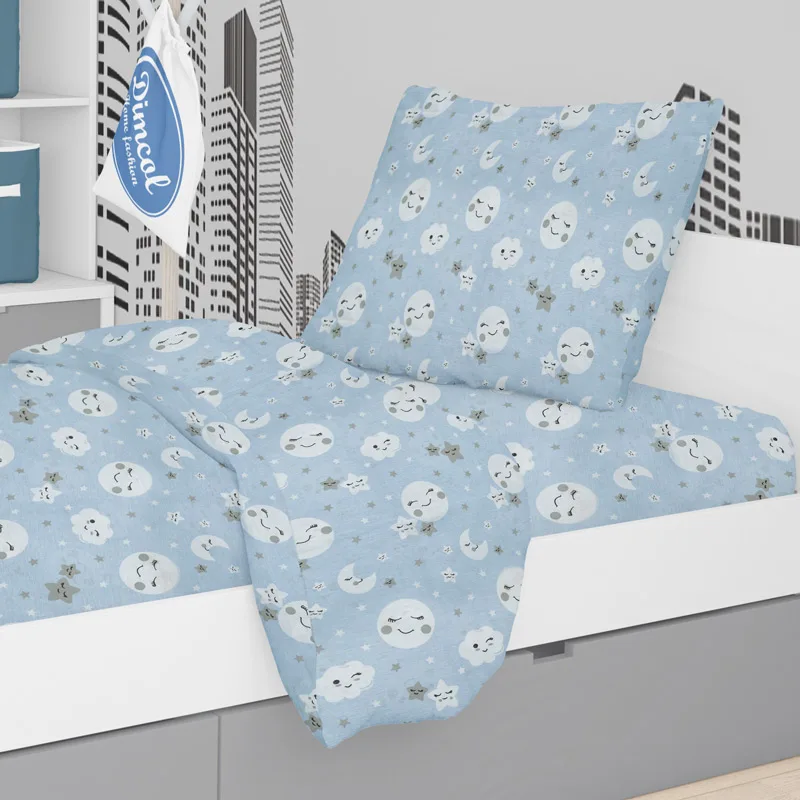 Σεντόνια Μονά Σετ Dimcol Smile 81 Blue 160x240