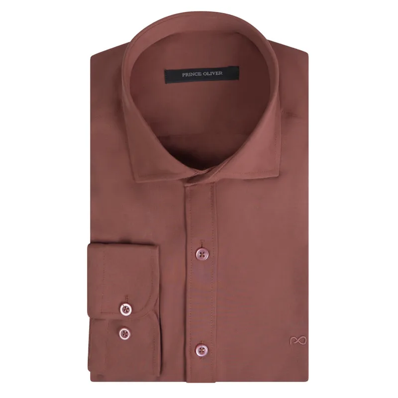 Prince Oliver Tencel Πουκάμισο Κεραμυδί (Modern Fit) New Arrival