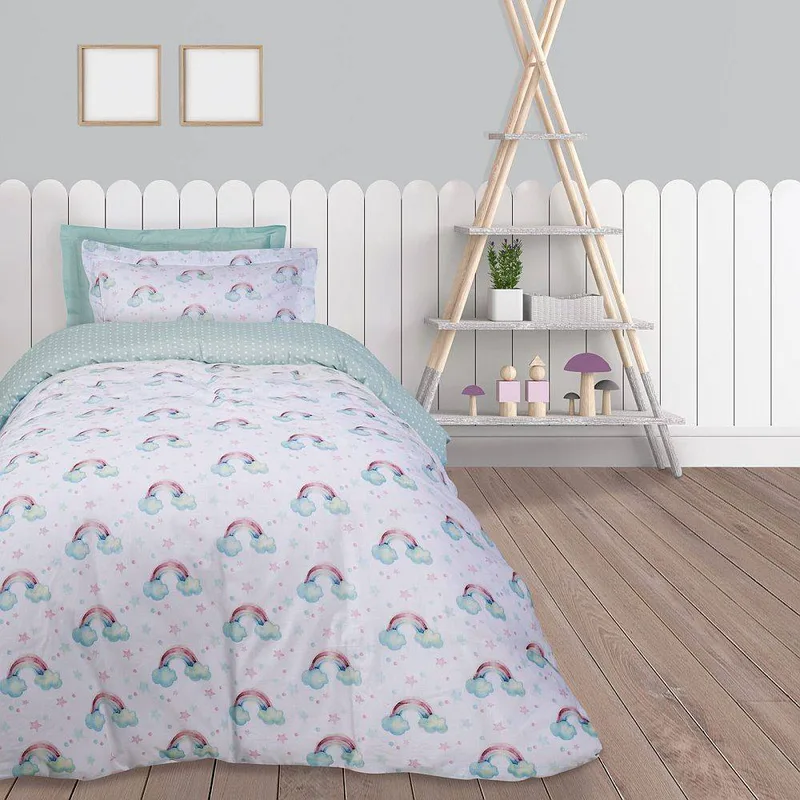 ΣΕΤ ΣΕΝΤΟΝΙΑ DAS HOME MONΑ KID 4768 ΛΕΥΚΟ/ ΜΕΝΤΑ 170X240CM 3ΤΜΧ