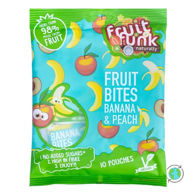 Παιδική Πολυσυσκευασία Fruit Bites με γεύση Μπανάνα Ροδάκινο - FruitFunk - 10x10γρ No Sugar Added Gluten Free Lactose Free Vegan Palm Oil Free