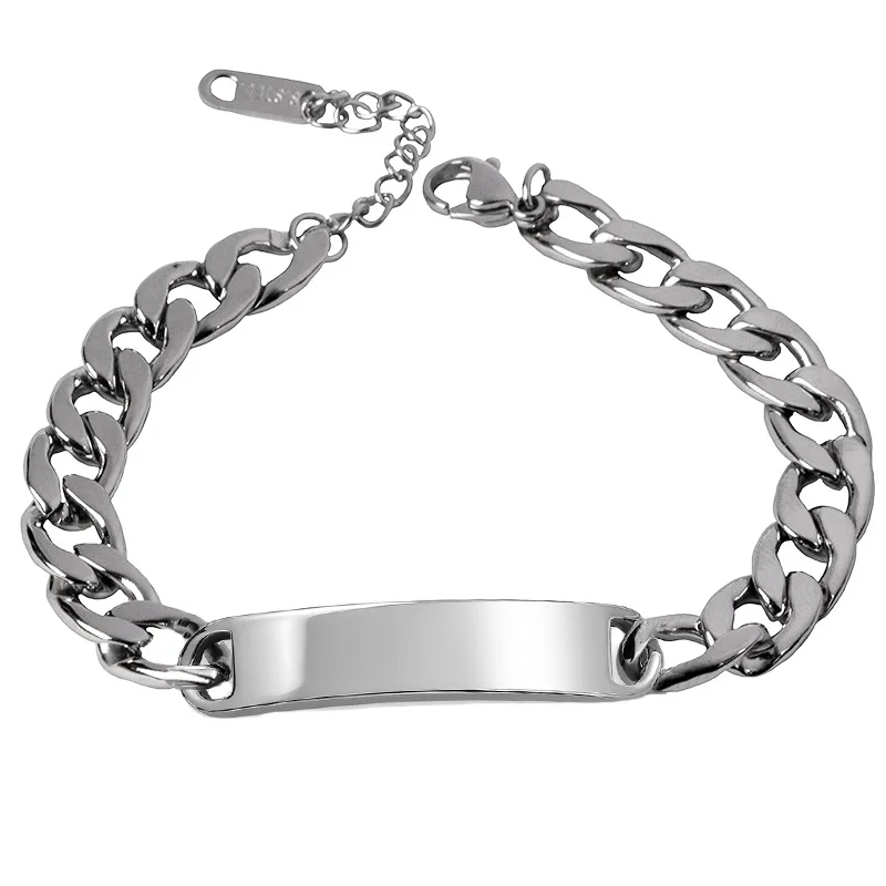 Jt Unisex ατσάλινο βραχιόλι ταυτότητα με επιλογή χάραξης Γυναικείο