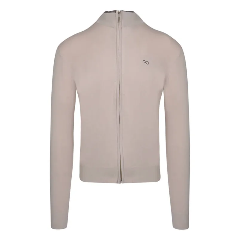 Logo-Embroidered Πλεκτή Ζακέτα Μπεζ (Modern Fit)
