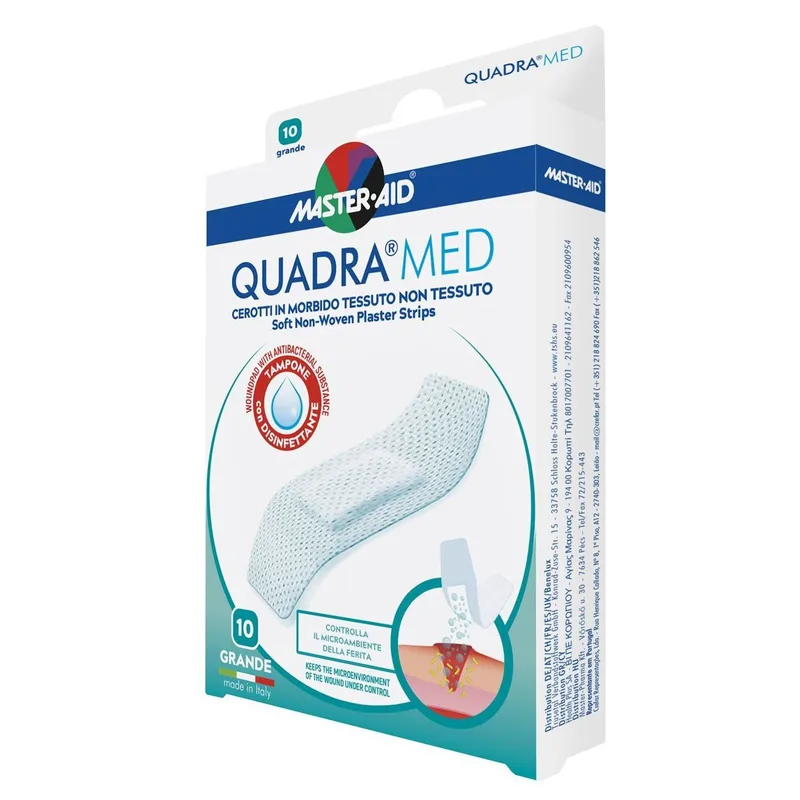 Master Aid Quadra Med Grande Soft Non-Woven Plaster Strips 78x26mm Αυτοκόλλητο Επίθεμα Ιδανικό για Μικροτραύματα 10 Τεμάχια