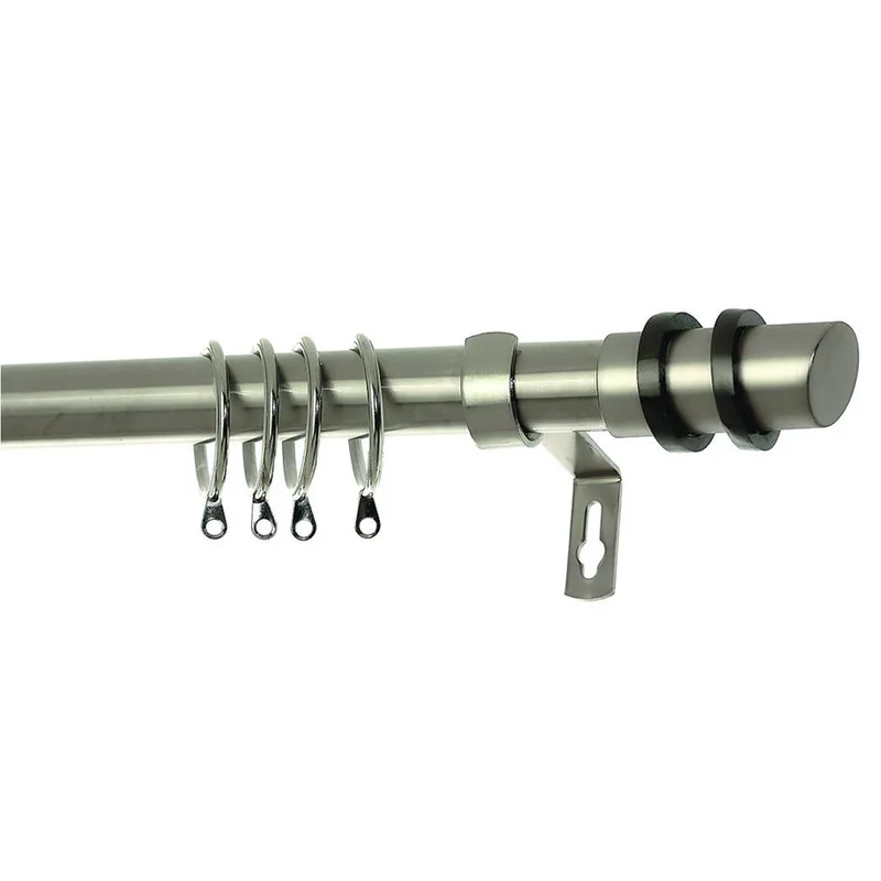 Κουρτινόξυλο Φ28mm Μονό Επεκτεινόμενο 140-240cm Με Άκρα Grace Hope Brushed Chrome 780175