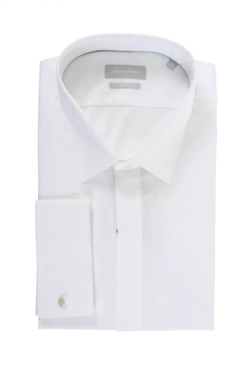 MICHAEL KORS ΠΟΥΚΑΜΙΣΟ SLIM FIT ΜΑΝΙΚΕΤΟΚΟΥΜΠΟ ΛΕΥΚΟ