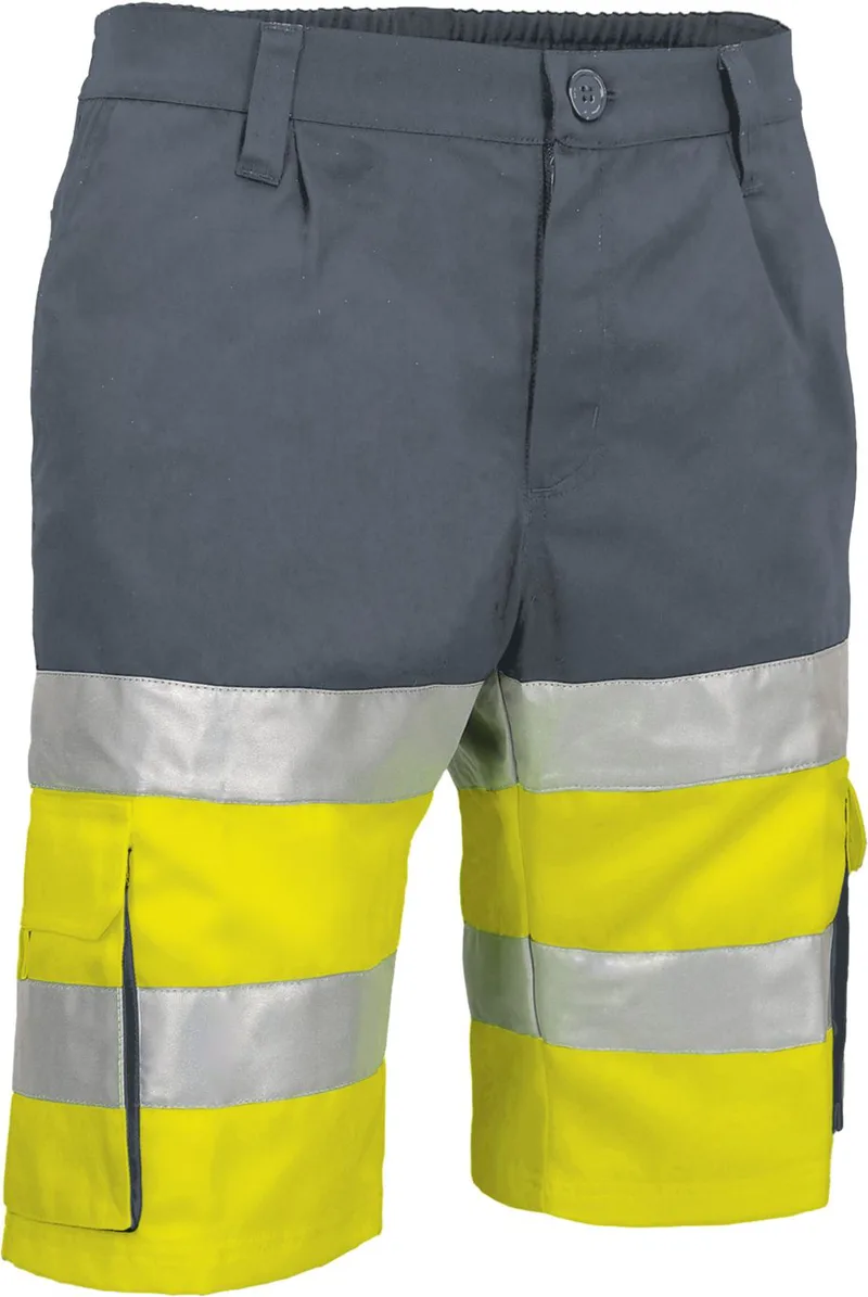 Hi-Vis βερμούδα BRANDON Valento BEVABRAAC Fluo Yellow-Cement Grey