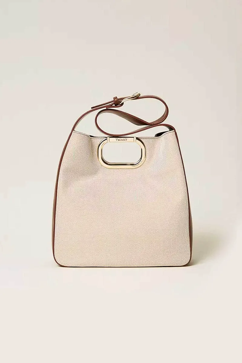 Twinset γυναικεία τσάντα hobo "Μωβ" - 261TD8160 Υπόλευκο