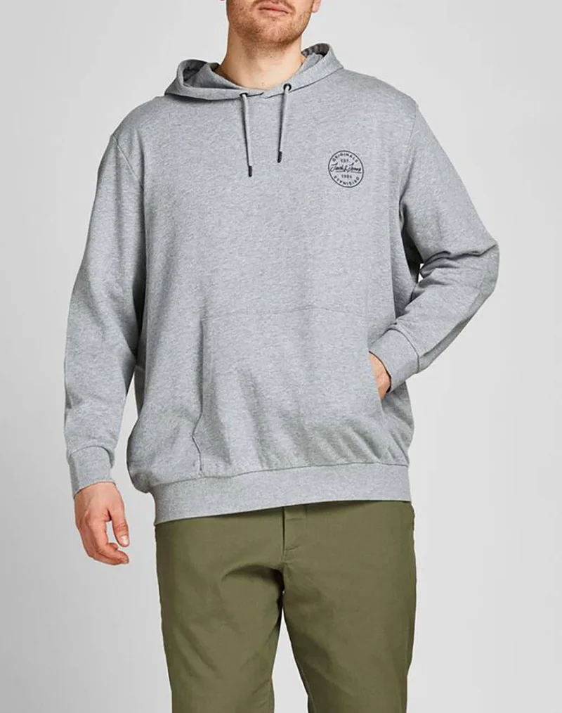 JACK&JONES ΜΠΛΟΥΖΑ ΦΟΥΤΕΡ JJESHARK SWEAT HOOD NOOS PS 12205288-Light Grey Melange LightGray