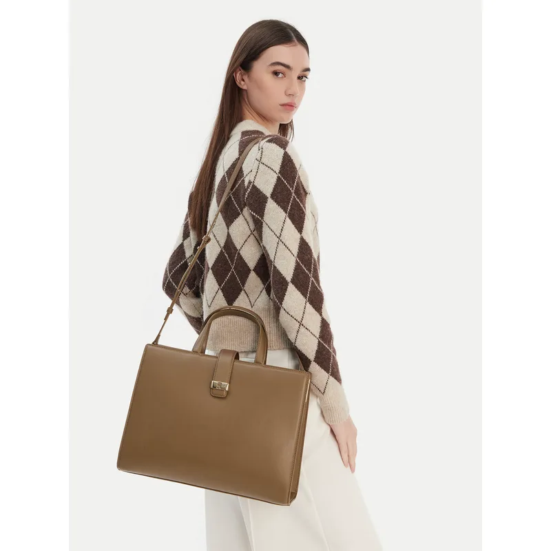 Τσάντα Tommy Hilfiger Th Heritage Satchel AW0AW18287 Καφέ