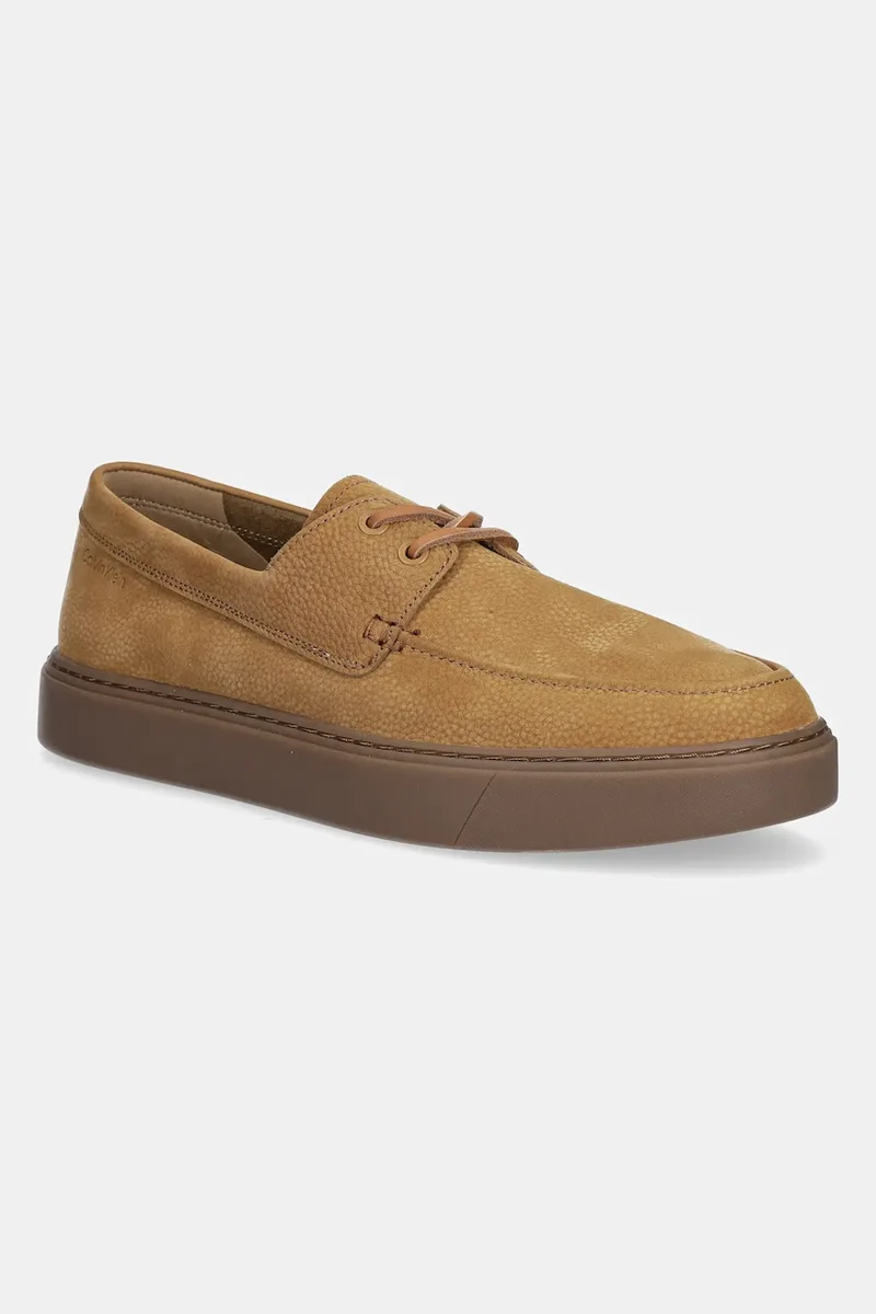 Μοκασίνια nubuck Calvin Klein HYBRID LACE UP BOAT NU