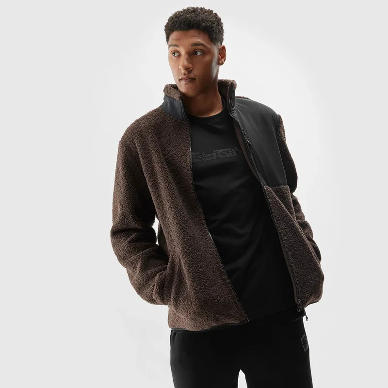 4F MEN'S SHERPA FULL-ZIP FLEECE WITH STAND-UP COLLAR ΚΑΦΕ