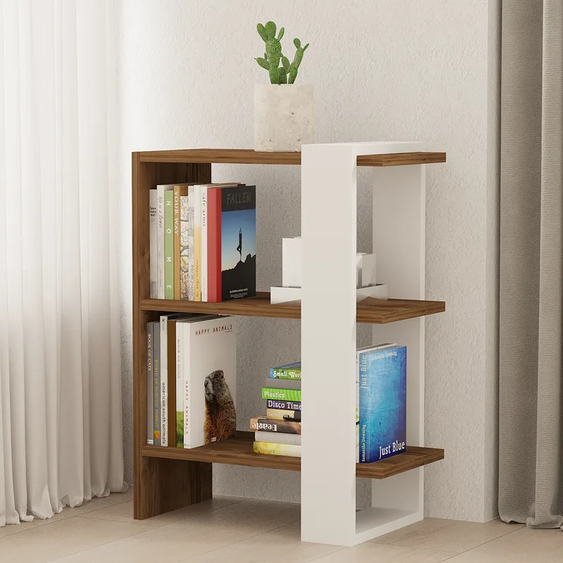 Βιβλιοθήκη Gaye - Walnut, White 835Puq3635 (51,8x70x25)