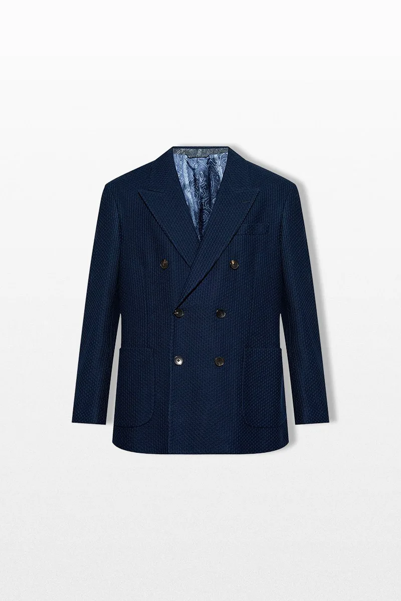 ETRO Ανδρικό Μπλε Double Breasted Tailored Blazer