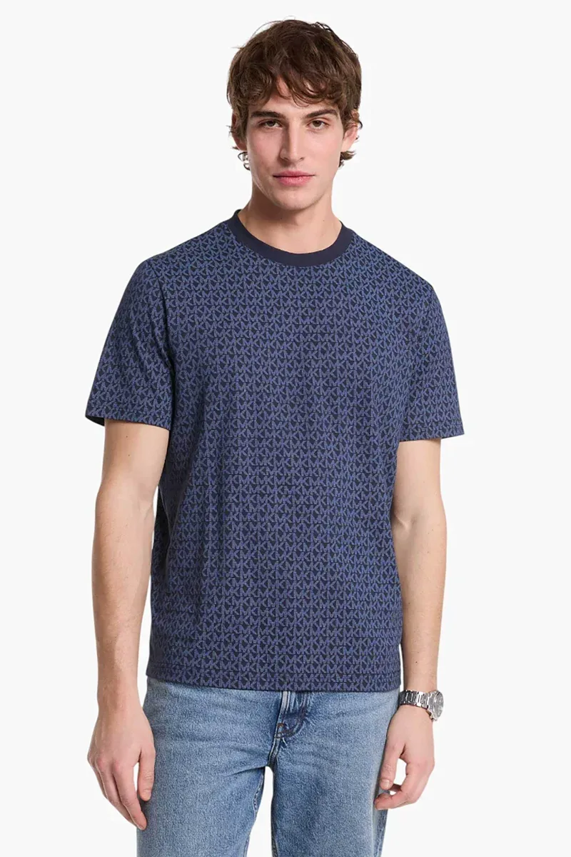 Michael Kors ανδρικό T-shirt με all-over monogram print Regular Fit - CS5529A5KS Μπλε Σκούρο