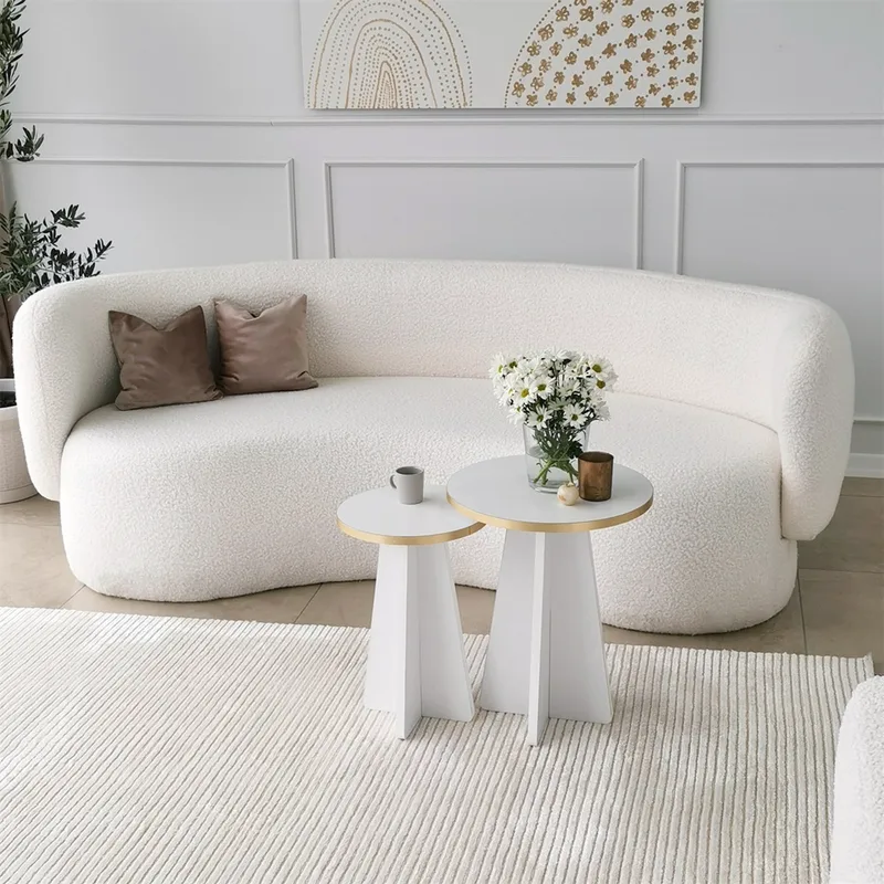 Σετ Τραπέζι Σαλονιού Mushroom 2 - Χρυσό, White 552Nos2376 (40x50x40)