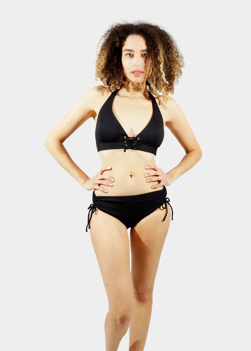 Γυναικείο set bikini αποσπώμενη ενίσχυση διακοσμητικά τρούκς bikini κανονική γραμμή B-C Cup ΜΑΥΡΟ