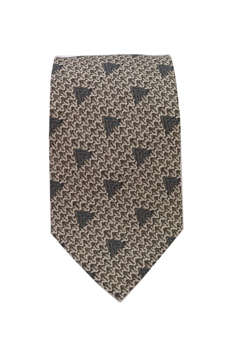 GIORGIO ARMANI ΓΡΑΒΑΤΑ 9,5CM ΣΧΕΔΙΑΣΤΗ ΓΚΡΙ-ΧΑΚΙ