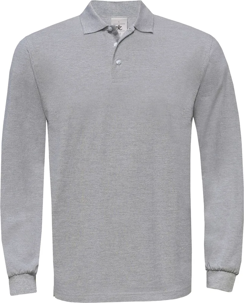 Μπλούζα Polo Μακρυμάνικη PU423 B & C Heavymill Pique Heather Grey