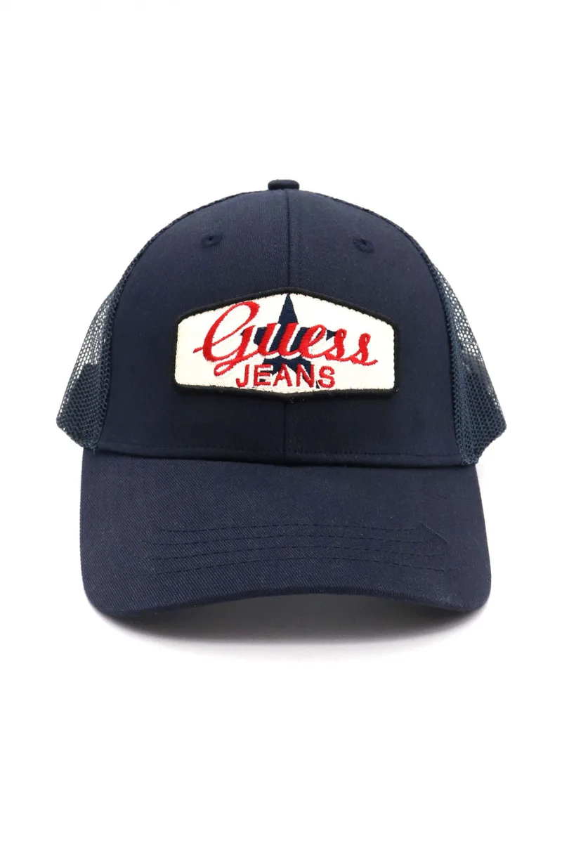 GUESS JEANS ΚΑΠΕΛΟ PATCHED TRUCKER HAT UNISEX ΜΠΛΕ