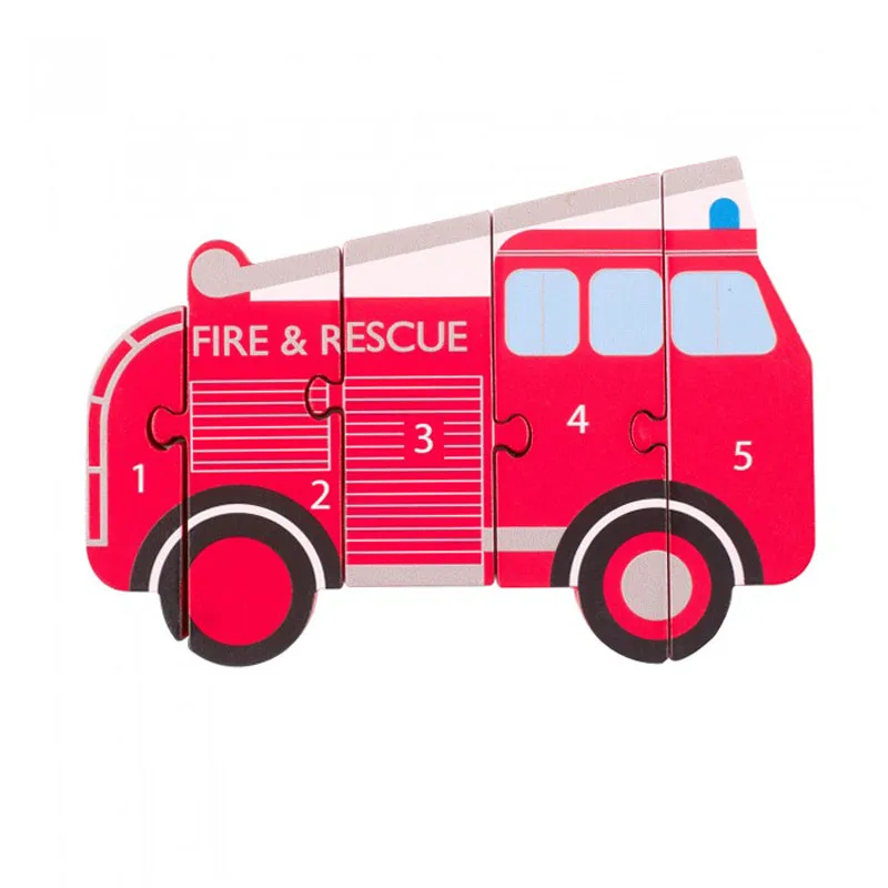 Ξύλινο Παζλ Με 5 Κομμάτια Πορτοκαλί Tree Toys Fire Department 60-05163