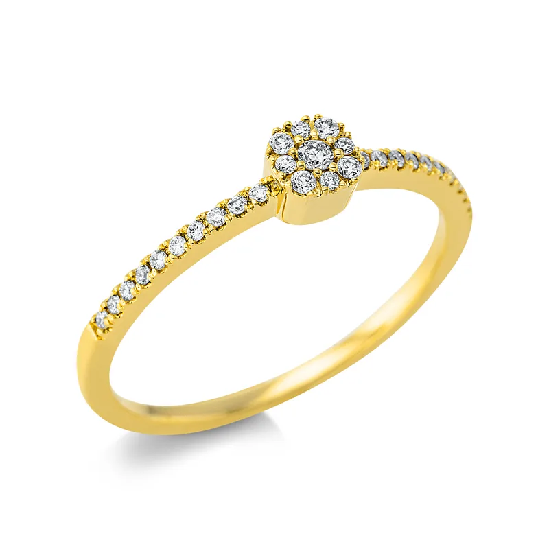 Diamond Group Μονόπετρο Δαχτυλίδι με Διαμάντια Brilliant από Κίτρινο Χρυσό 18 Καρατίων DDX539
