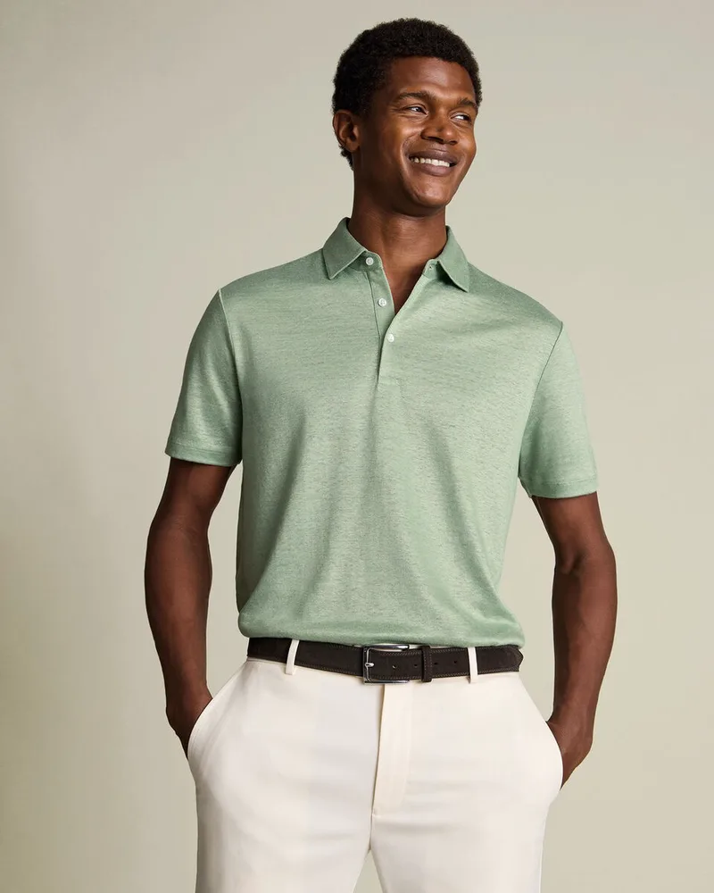 Charles Tyrwhitt Ανδρικό Λινό Polo Regular Fit