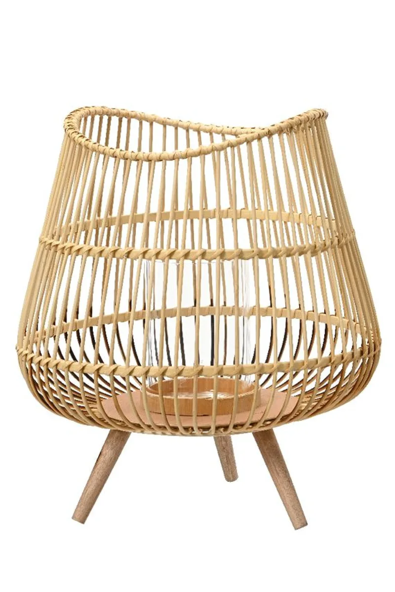Φαναρι Απο Bamboo Και Ξυλο Ελατης Με Ποδια 36x36x41cm Μονόχρωμο Kaeming