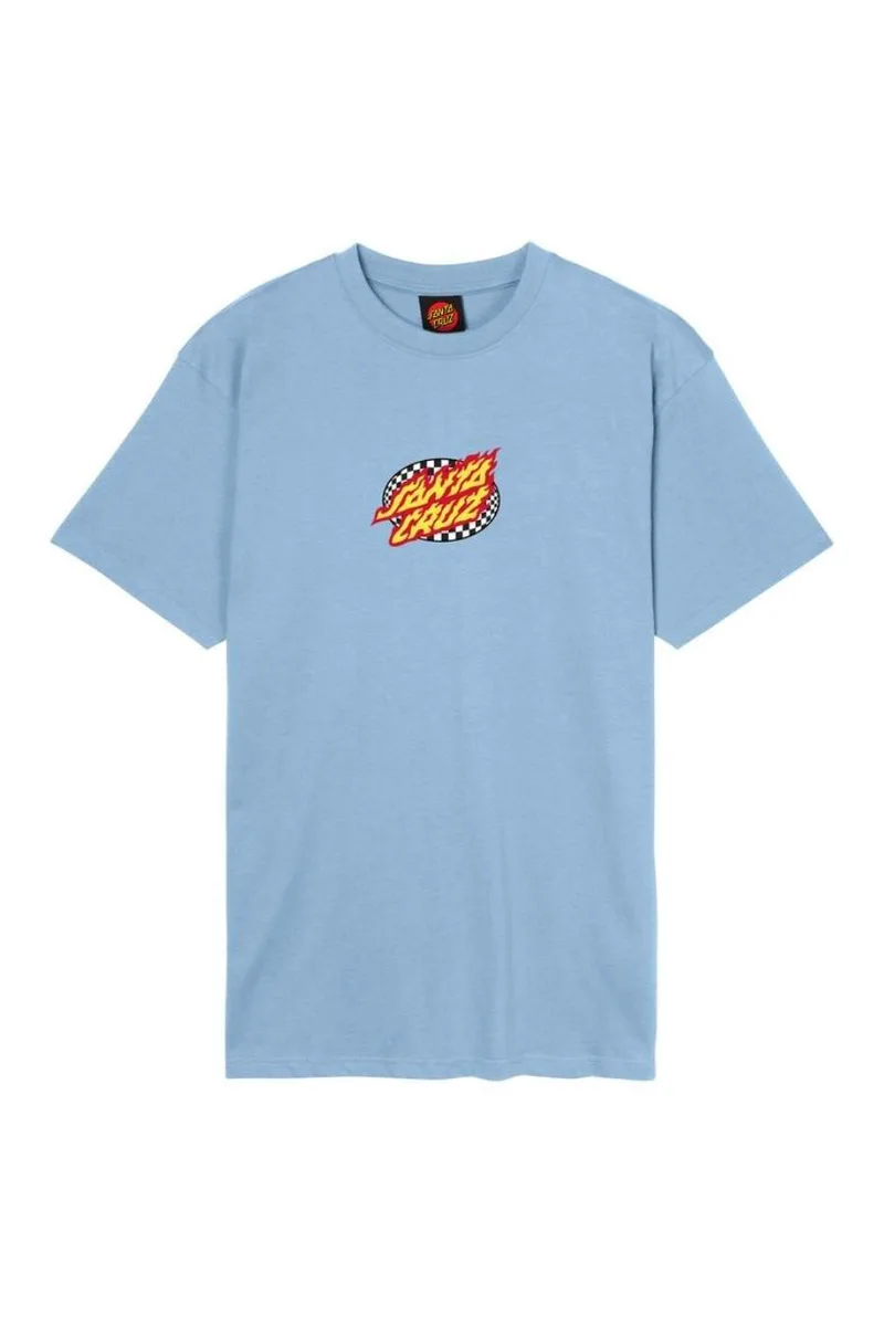 SANTA CRUZ T-Shirts Oval Check Flame Front T-Shirt - Γαλάζιο-SCA-TEE-11404-LIGHT BLUE