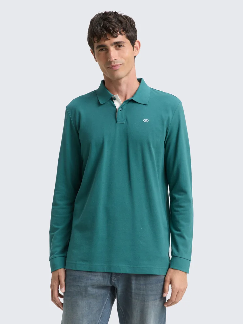 Ανδρική Μπλούζα Polo Μακρυμάνικη Tom Tailor 1043278-14171 Πράσινο